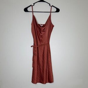 Maurices Rust Midi Dress with Waist Tie